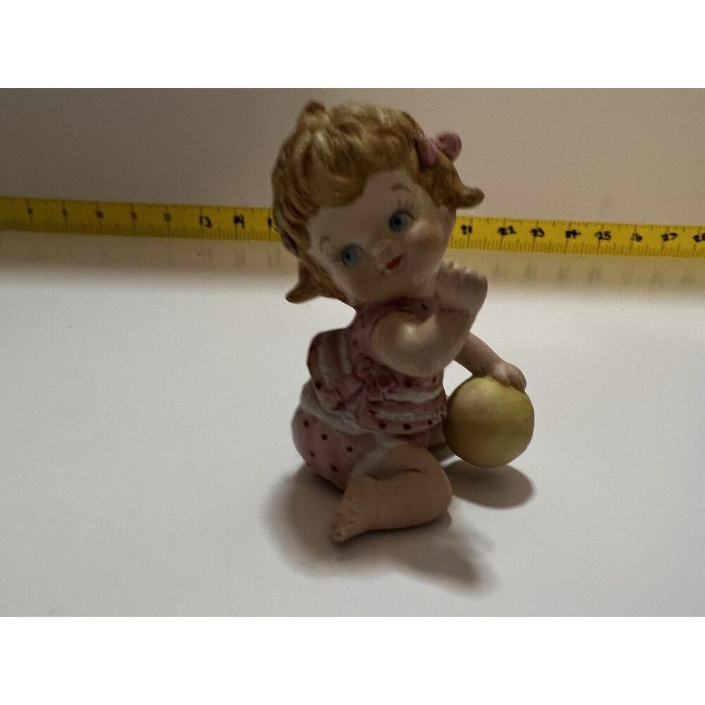 Vintage Lefton Girl Playing Toys Ball Figurine